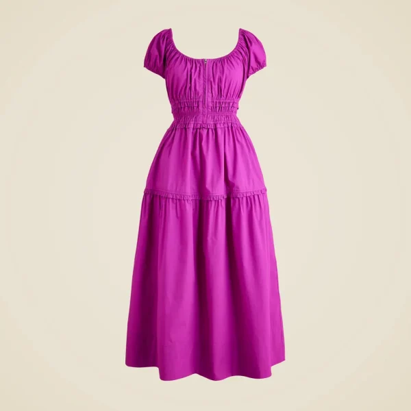 Tiered midi dress in cotton poplin