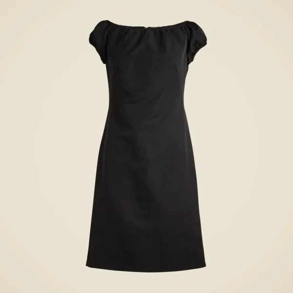 Off-the-shoulder mini dress in textured nylon
