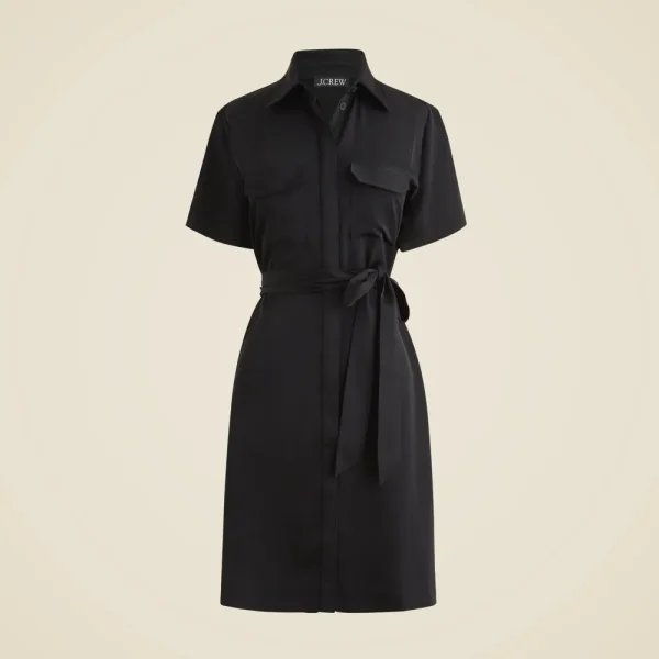 Mini satin shirt-dress