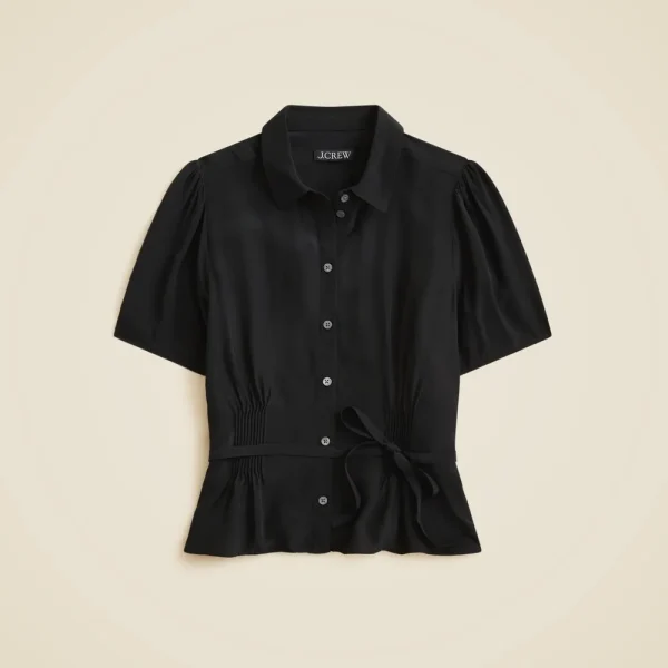 Button-up tie-waist shirt in floral print