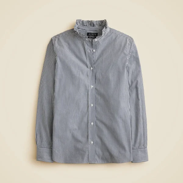 Jules ruffle-collar shirt in striped cotton poplin