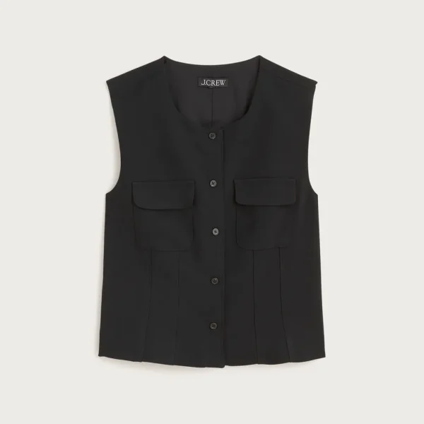 Crewneck vest in city crepe