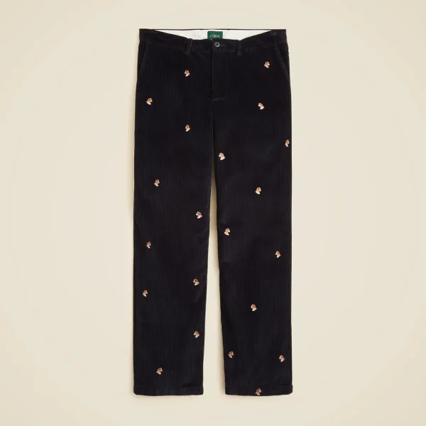Classic-fit 8-wale corduroy pant with dog embroidery