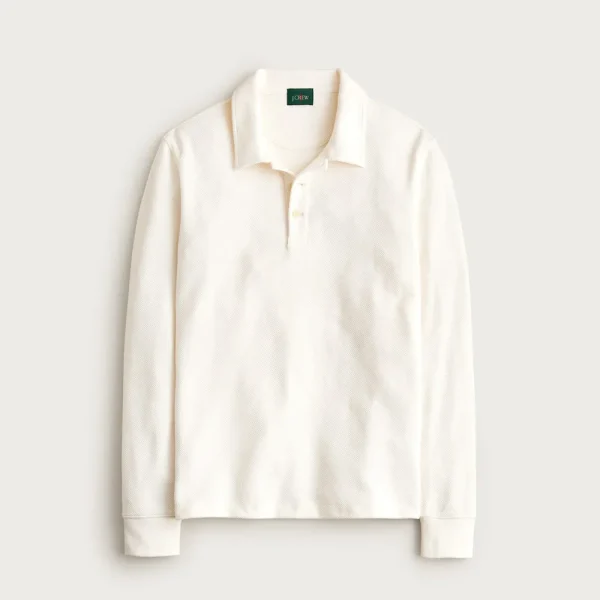 Long-sleeve macropiqué polo shirt