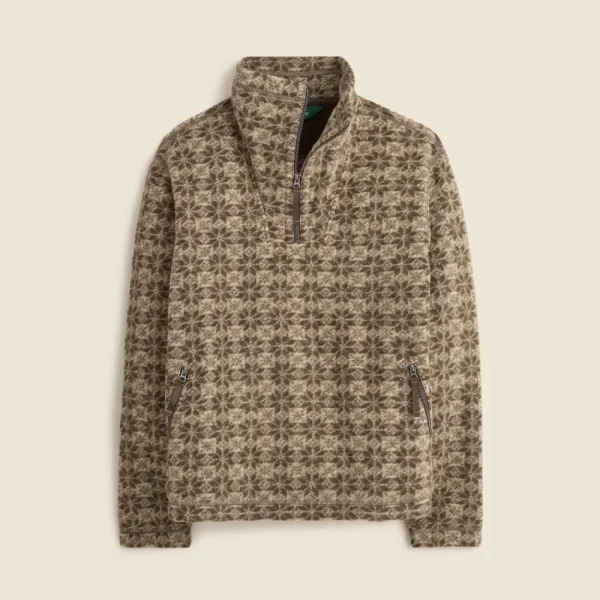 Wool-blend sherpa fleece quarter-zip pullover