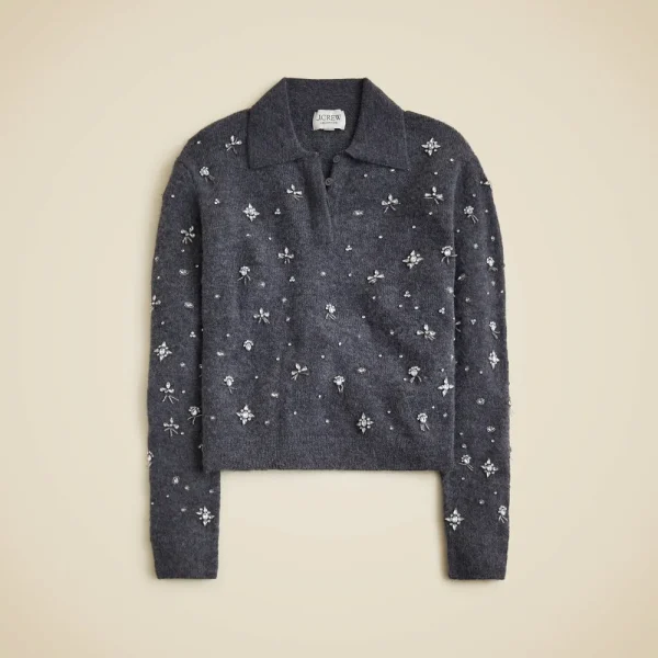Embellished sweater-polo in wool blend