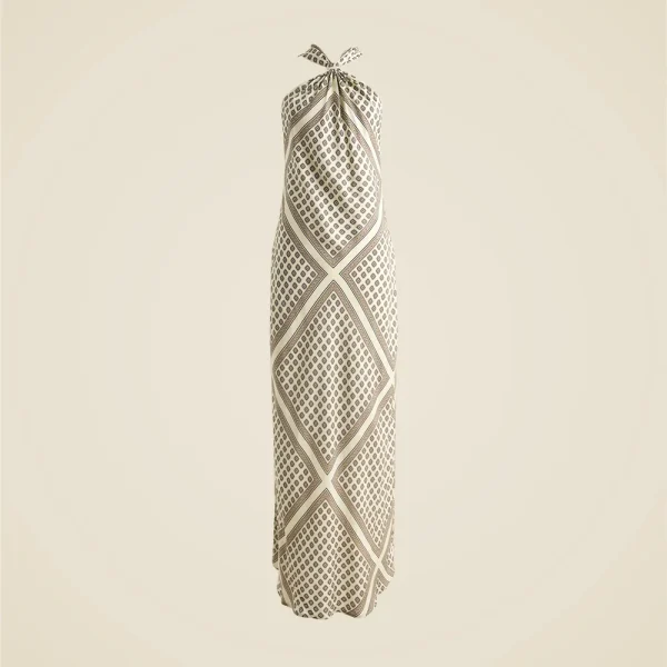 Collection halter slip dress in foulard print