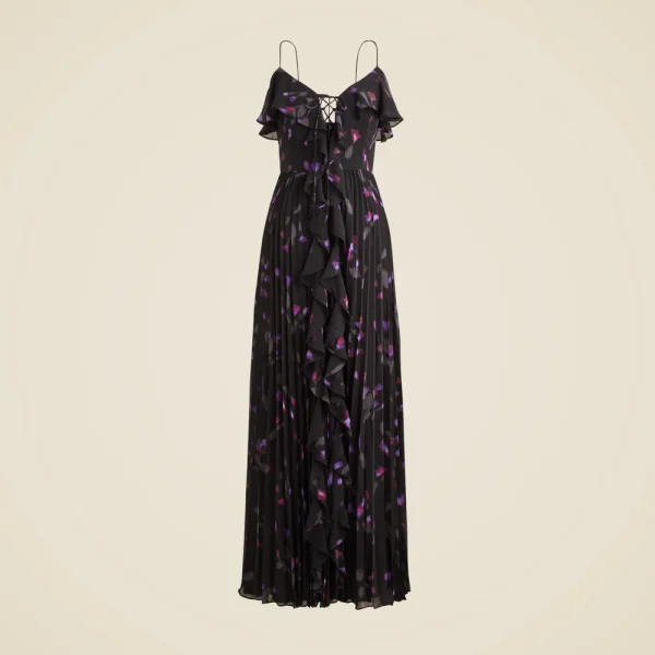 Collection chiffon ruffle dress in space floral print