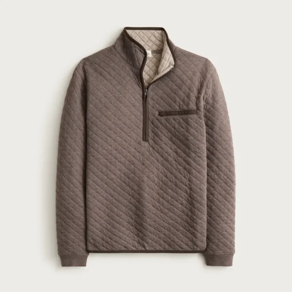 Quilted quarter-zip pullover