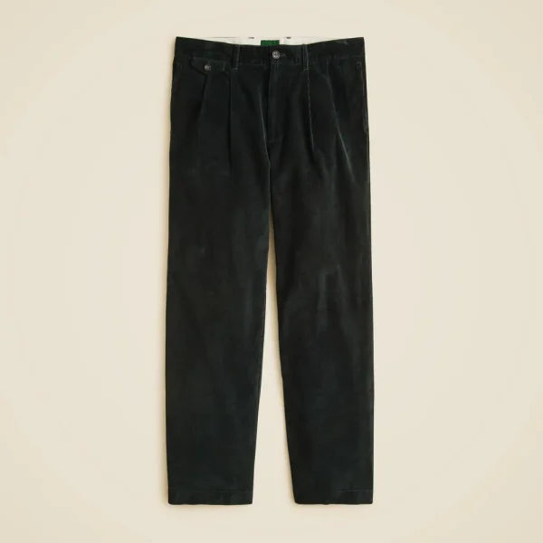 Relaxed double-pleated corduroy pant