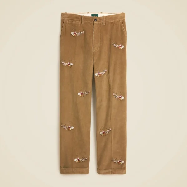 Relaxed-fit corduroy pant with Santa embroidery