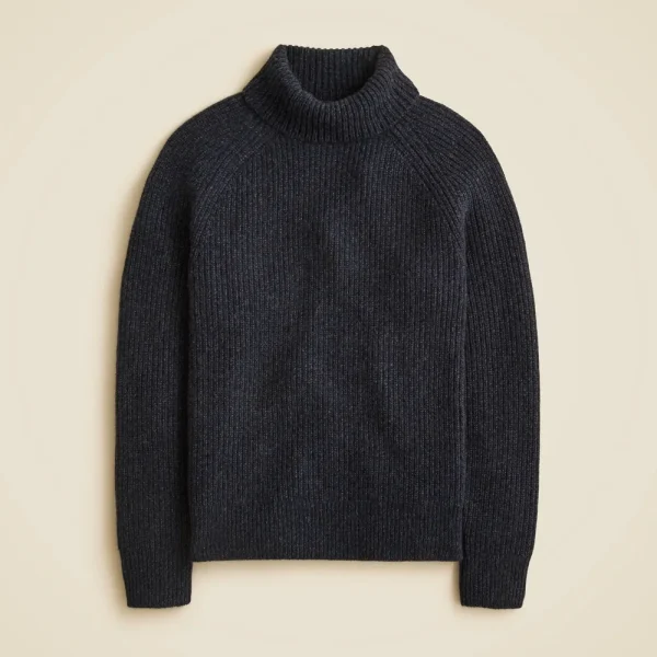 Cashmere ribbed turtleneck sweater with marled yarns