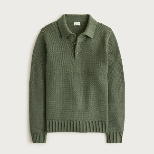 Cotton racking-stitch sweater-polo