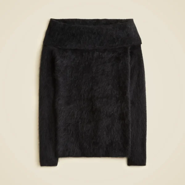 Brushed cashmere foldover sweater