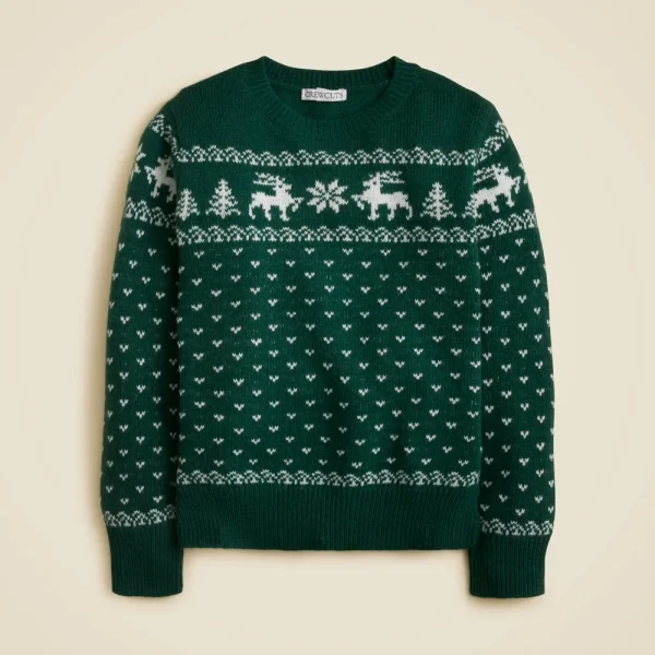 Kids’ reindeer Fair Isle sweater in wool blend