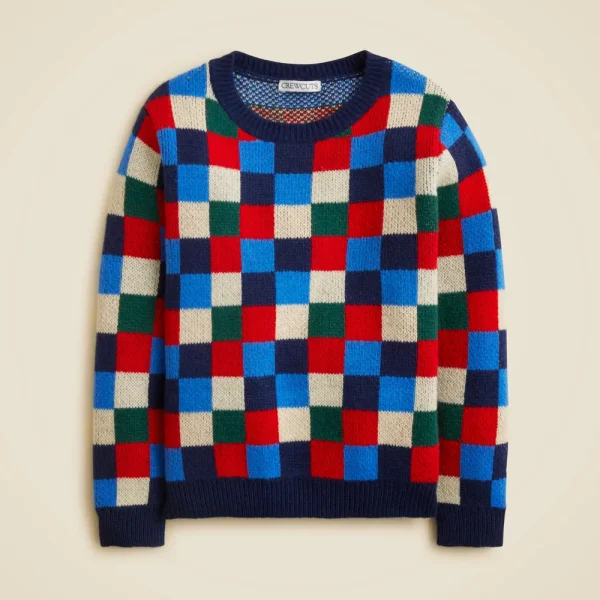 Kids’ geometric crewneck sweater in wool blend