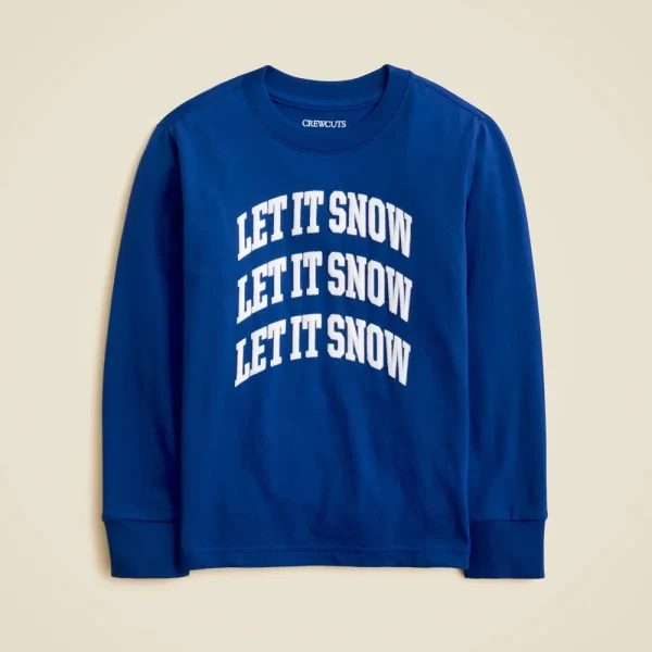 Kids’ long-sleeve “Let it snow” graphic T-shirt with flocking