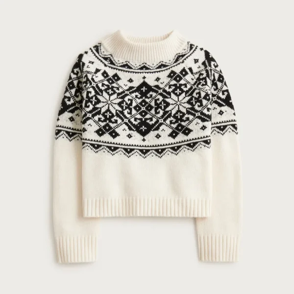 Fair Isle snowflake mockneck sweater in vintage wool