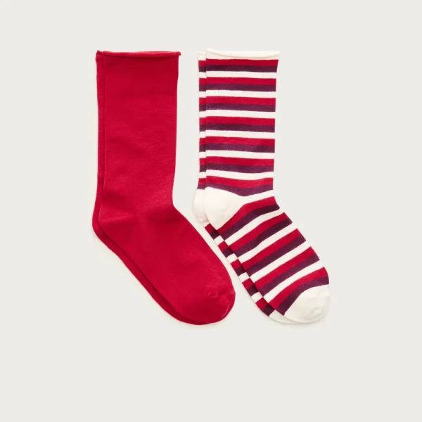 Rolled-edge trouser socks two-pack in stripe