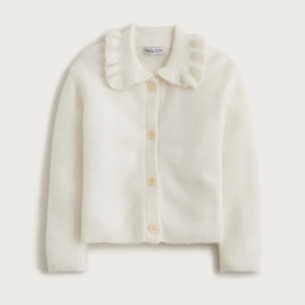 Girls’ ruffle-collar cardigan in Supersoft yarn