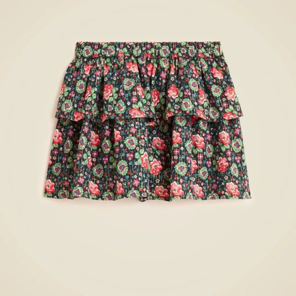 Girls’ tiered skirt in garland floral with Lurex® metallic threads
