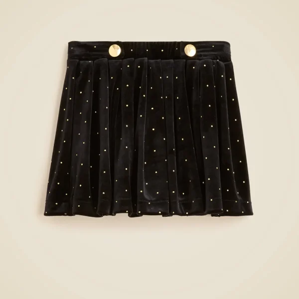 Girls’ pleated studded velvet skirt