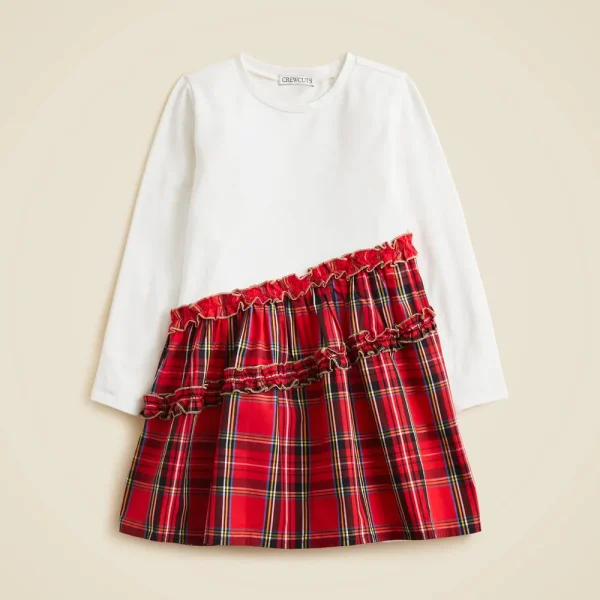 Girls’ Emmy long-sleeve mixy dress in tartan