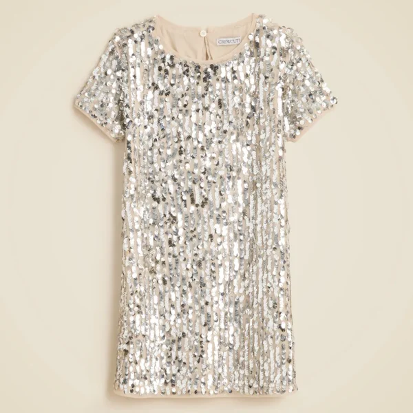 Girls’ short-sleeve sequin shift dress