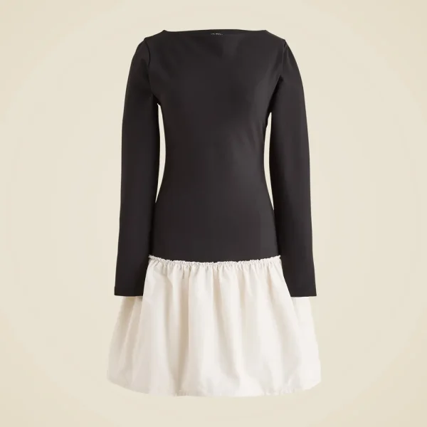 Bubble-hem colorblock mixy dress