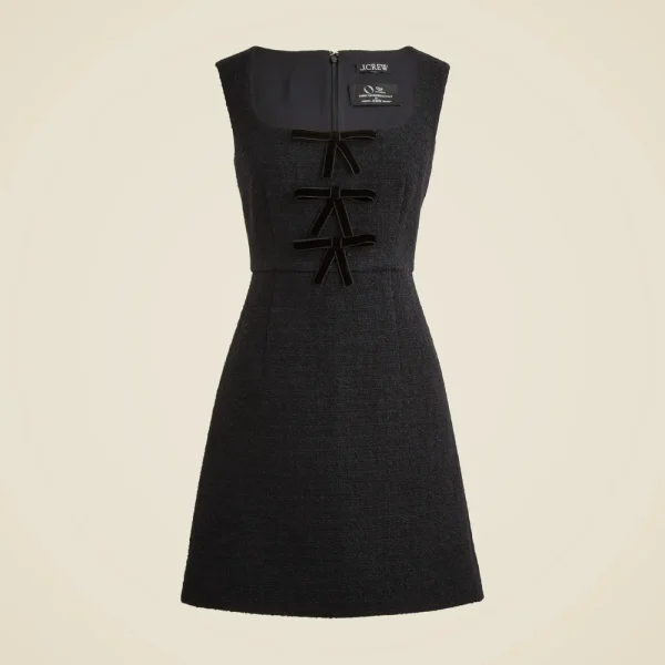 Sophia dress with velvet bows in tweed