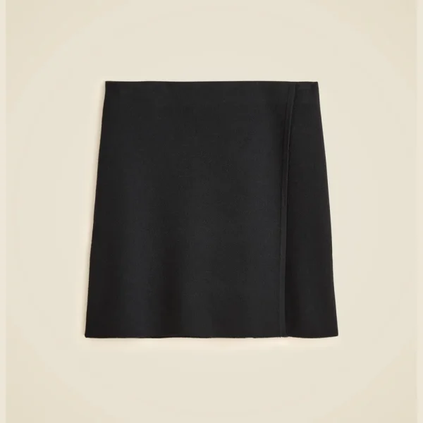 Faux-wrap mini skirt in merino wool blend