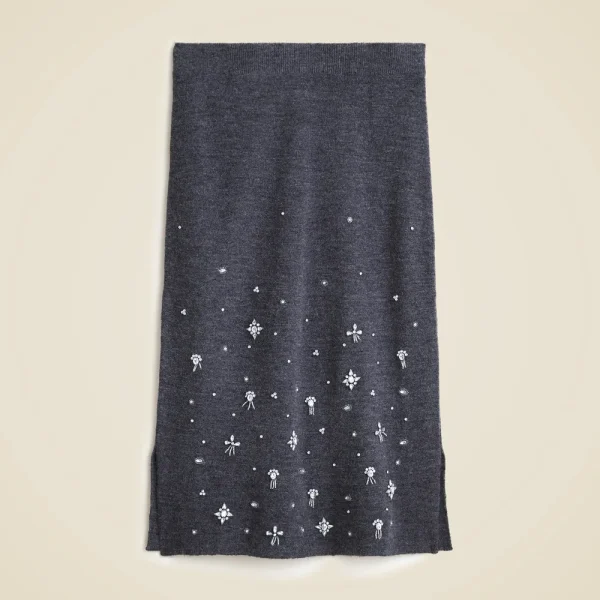 Collection wool-blend midi skirt with crystal embellishments