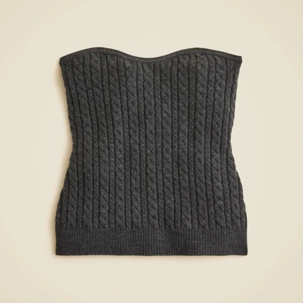Cable-knit tube top in merino wool