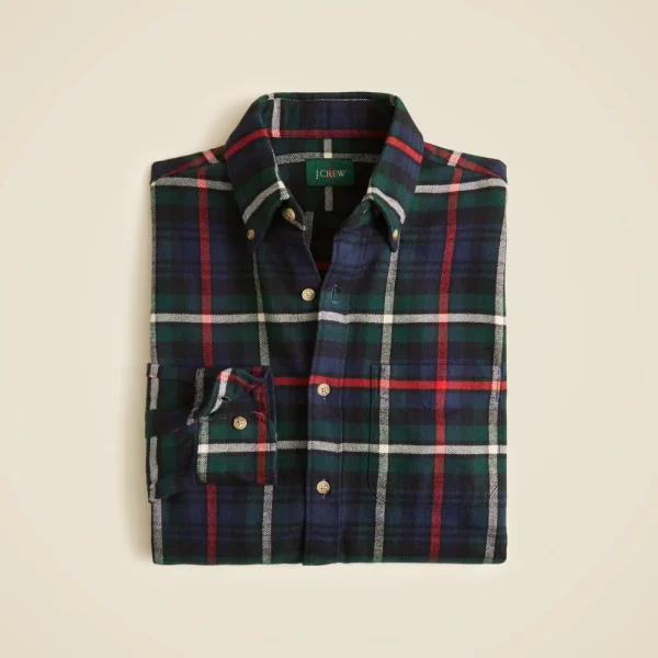 Midweight flannel shirt with button-down collar