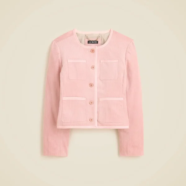 Patch-pocket lady jacket in stretch corduroy