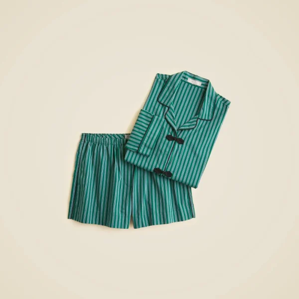 Cotton poplin pajama short set in stripe