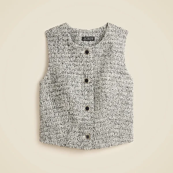 Heathered tweed crewneck vest