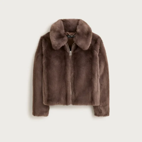 Zip-up jacket in faux fur