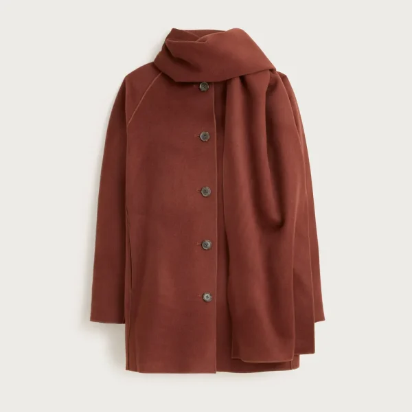 Scarf coat in drapey wool blend