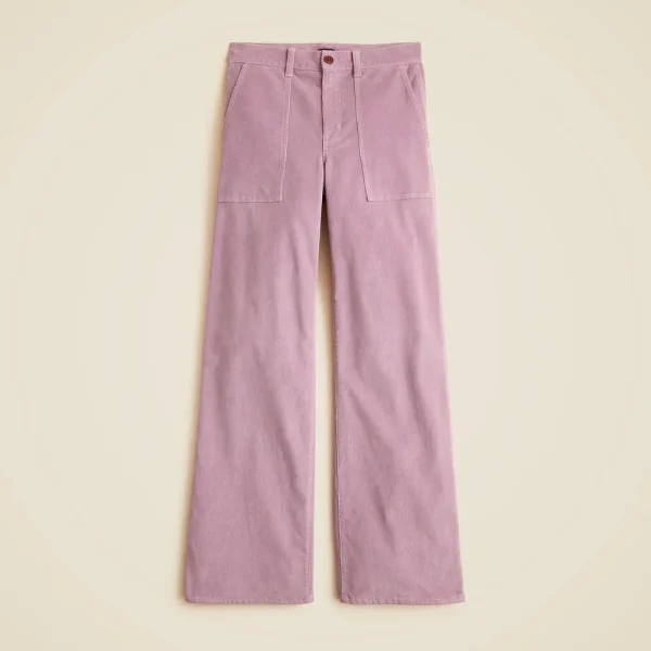 Camp-pocket wide-leg pant in stretch corduroy
