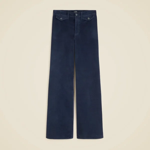 Wide-leg trouser in washed velvet