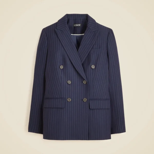 Double-breasted blazer in pinstriped wool blend