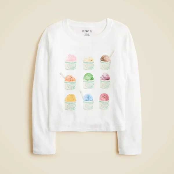 Girls’ long-sleeve gelato graphic T-shirt with sequins