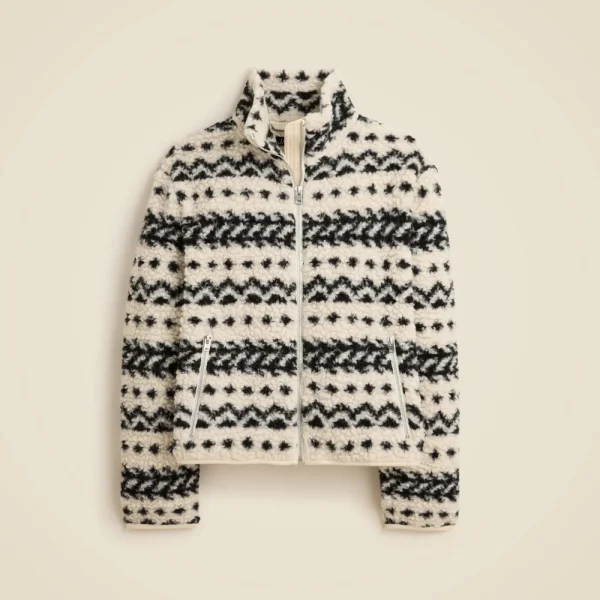 Sherpa fleece zip-up jacket in jacquard