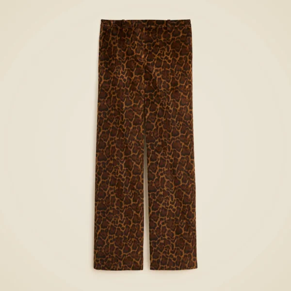 Wide-leg trouser with satin stripe in washed velvet