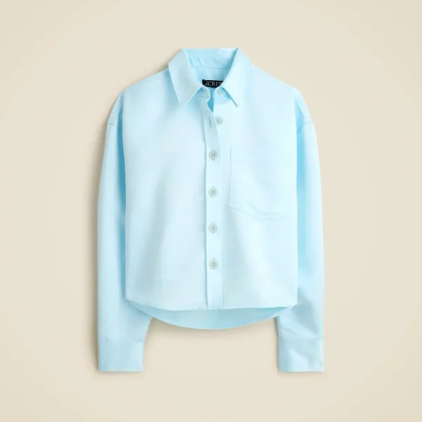 Étienne cropped button-up shirt in duchesse satin