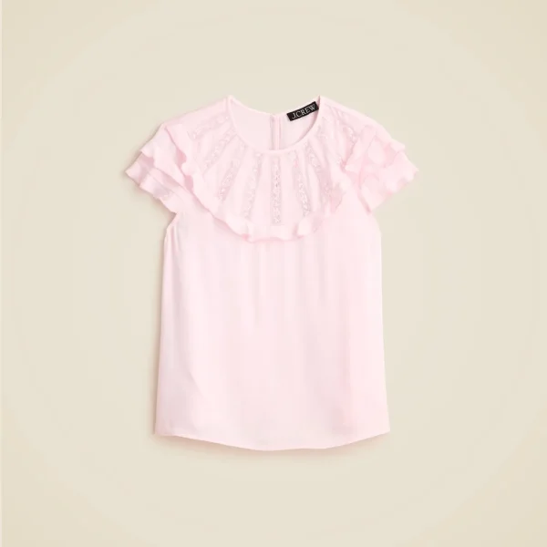 Flutter-sleeve shirt in crepe de chine