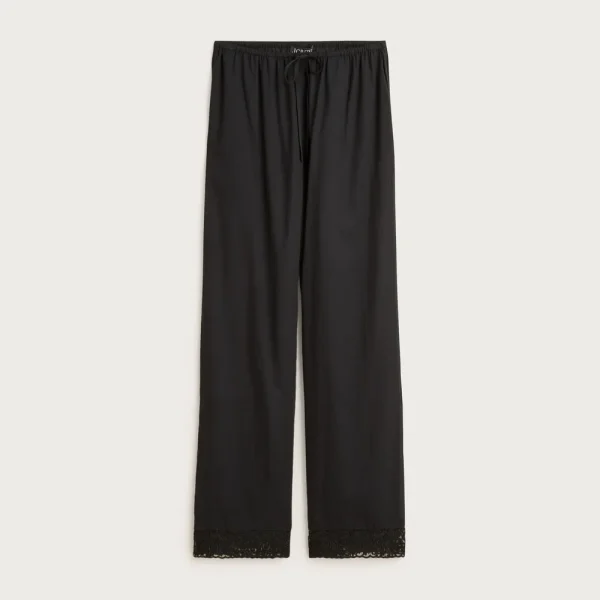 Cotton voile beach pant with lace trim