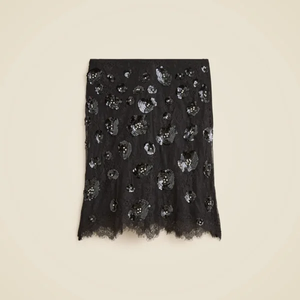 Collection lace-trim skirt with embellishments