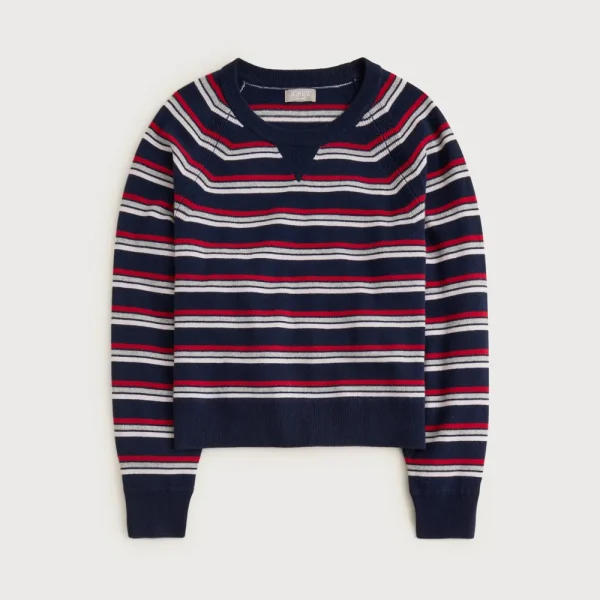 Cashmere crewneck sweatshirt in stripe